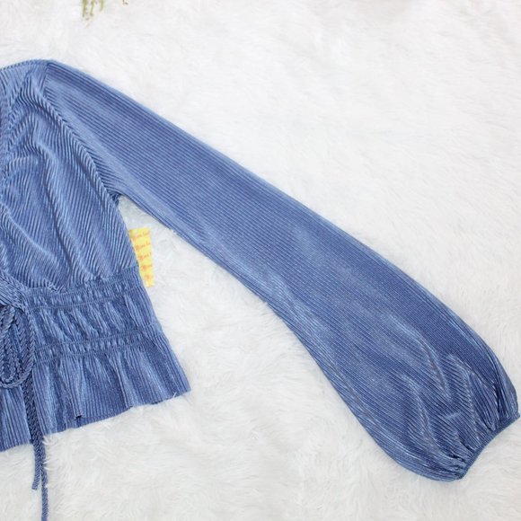 Mistyrose Bishop Sleeve Faux Wrap Blouse - Picture 7 of 14